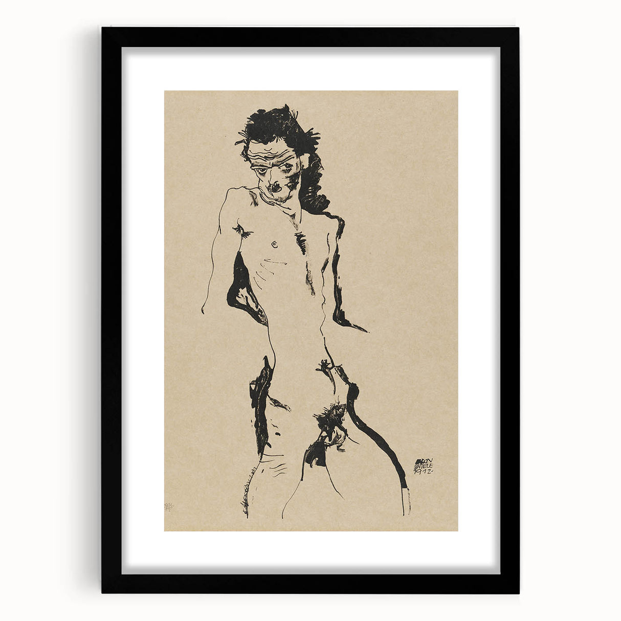 Egon Schiele's Male Nude - Expressionist Self-Portrait Wall Art