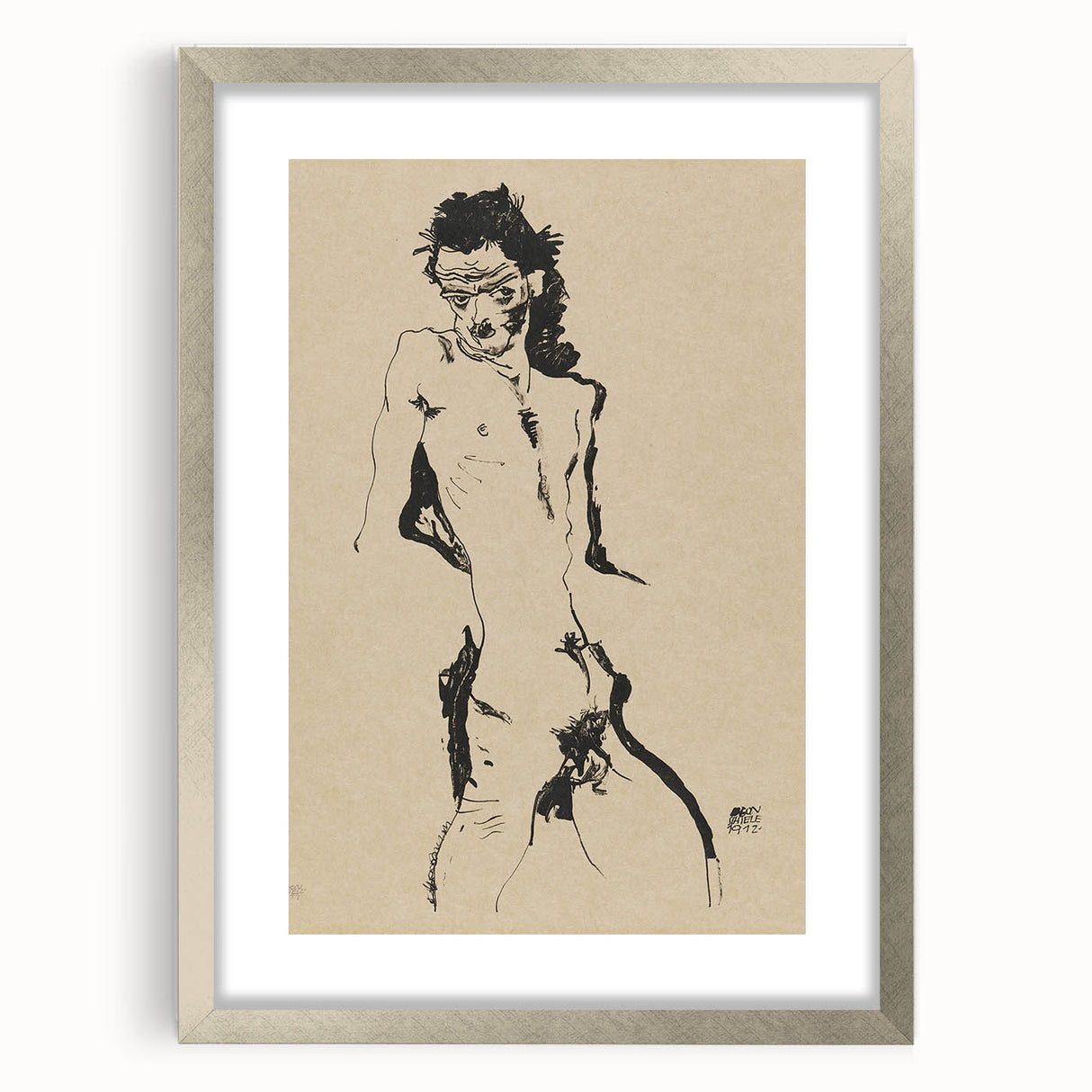Egon Schiele's Male Nude - Expressionist Self-Portrait Wall Art