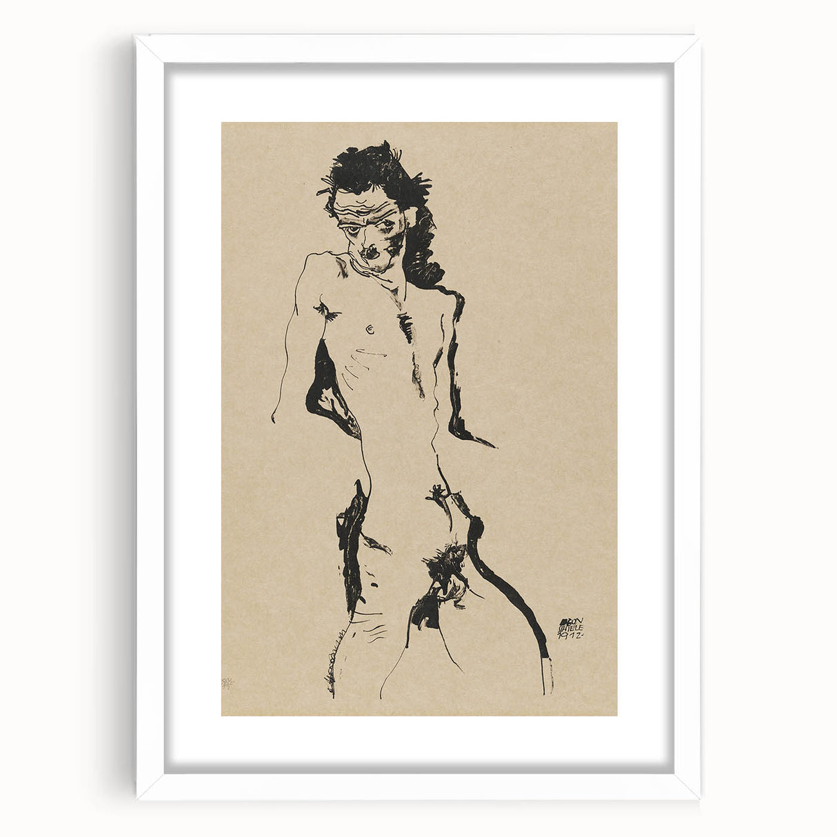 Egon Schiele's Male Nude - Expressionist Self-Portrait Wall Art