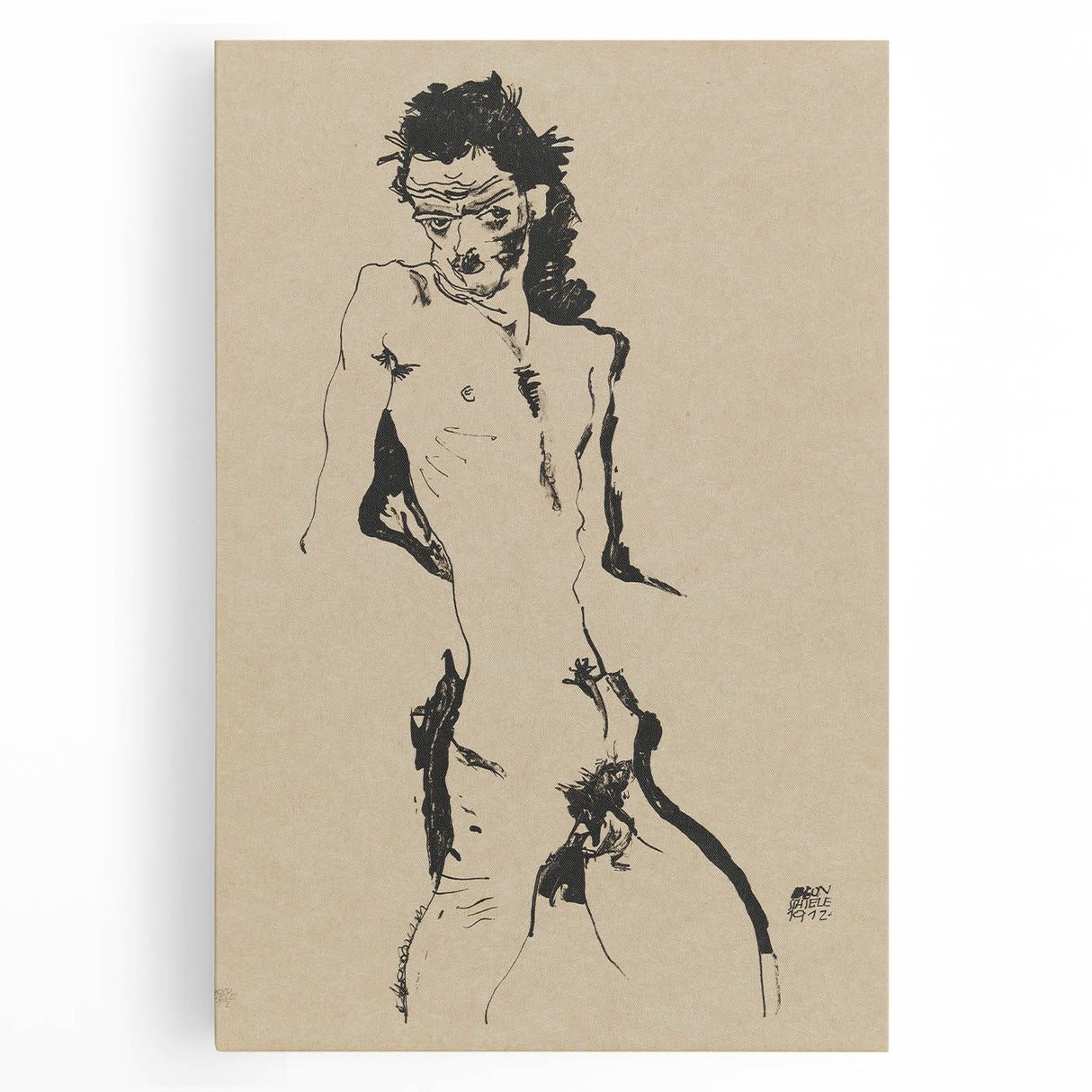 Egon Schiele's Male Nude - Expressionist Self-Portrait Wall Art