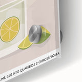 Large abstract wall art on acrylic glass featuring mid-century modernist style in vibrant colors, ideal for dining room art.