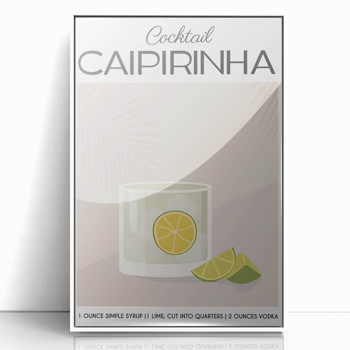 Art deco poster featuring a stylized cocktail glass in bold black and gold tones on a framed acrylic panel.