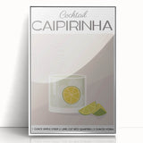 Art deco poster featuring a stylized cocktail glass in bold black and gold tones on a framed acrylic panel.