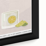 Extra large black wall art on framed canvas featuring a colorful, textured depiction of various food and drinks.