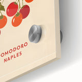 Large abstract wall art featuring assorted fruits in vibrant colors on acrylic glass, ideal for dining room decor.