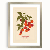 Textured art of abstract fruit design in muted colors, framed with a silver mat, suitable for bedroom decor.