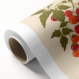 Art Deco style poster featuring an array of colorful fruits on a rolled canvas.