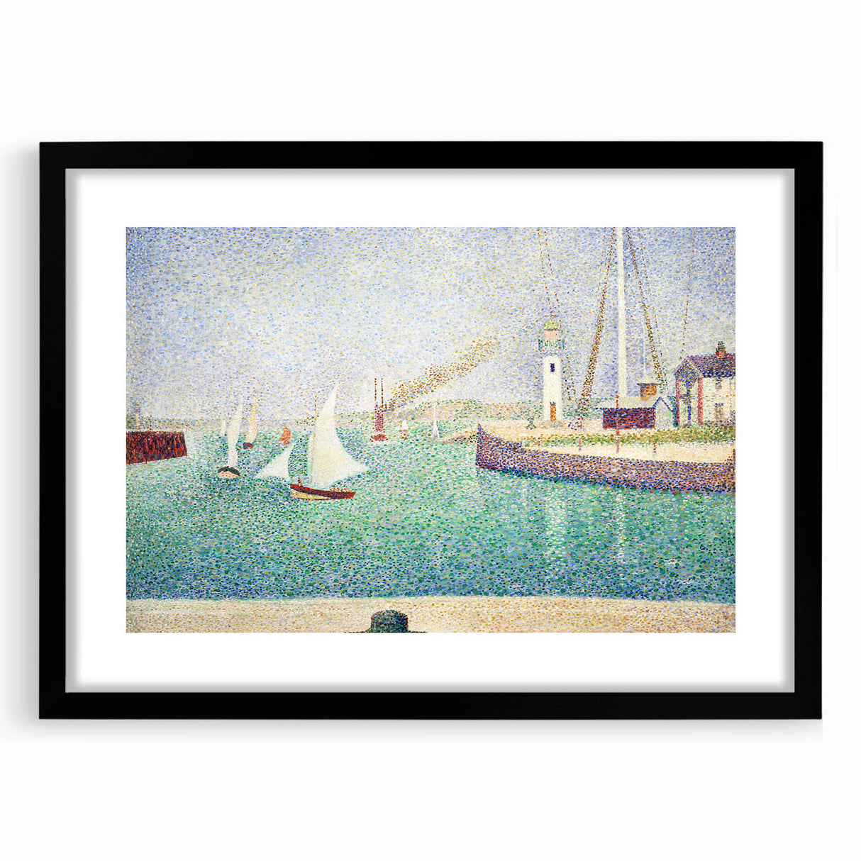 Entrance to the Port of Honfleur by Seurat: Coastal Pointillist Wall Art
