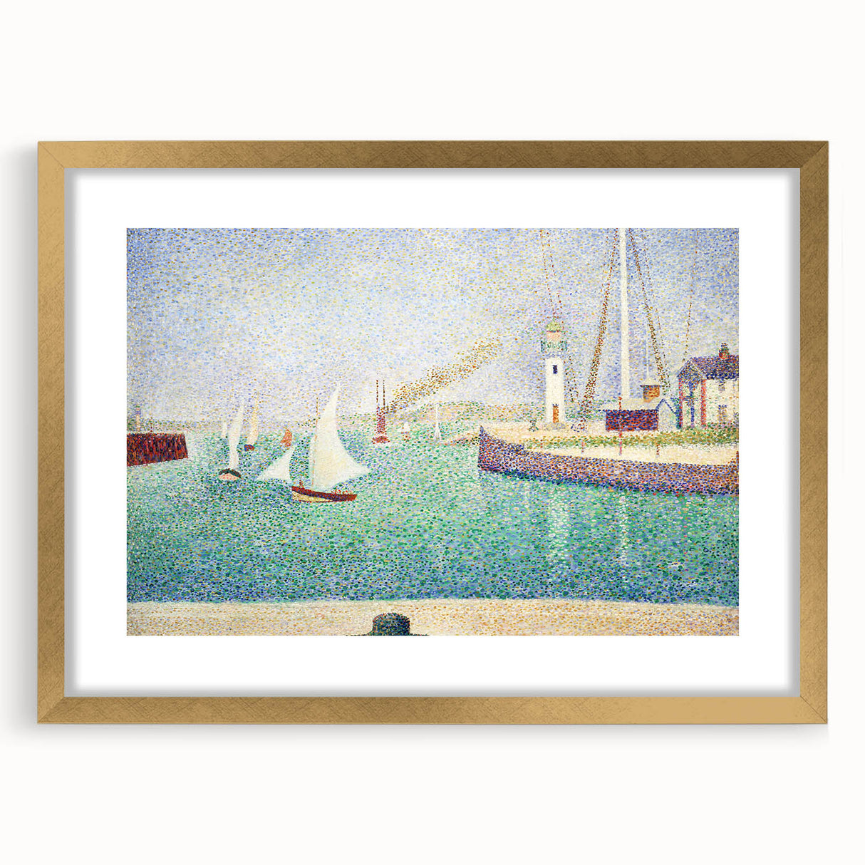 Entrance to the Port of Honfleur by Seurat: Coastal Pointillist Wall Art