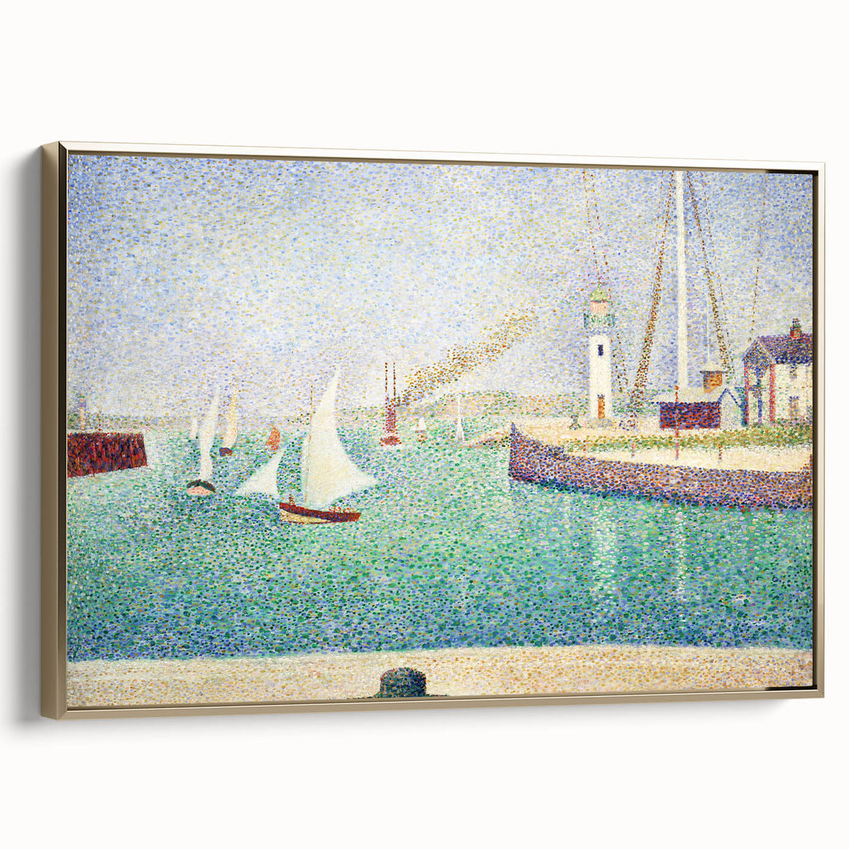 Entrance to the Port of Honfleur by Seurat: Coastal Pointillist Wall Art
