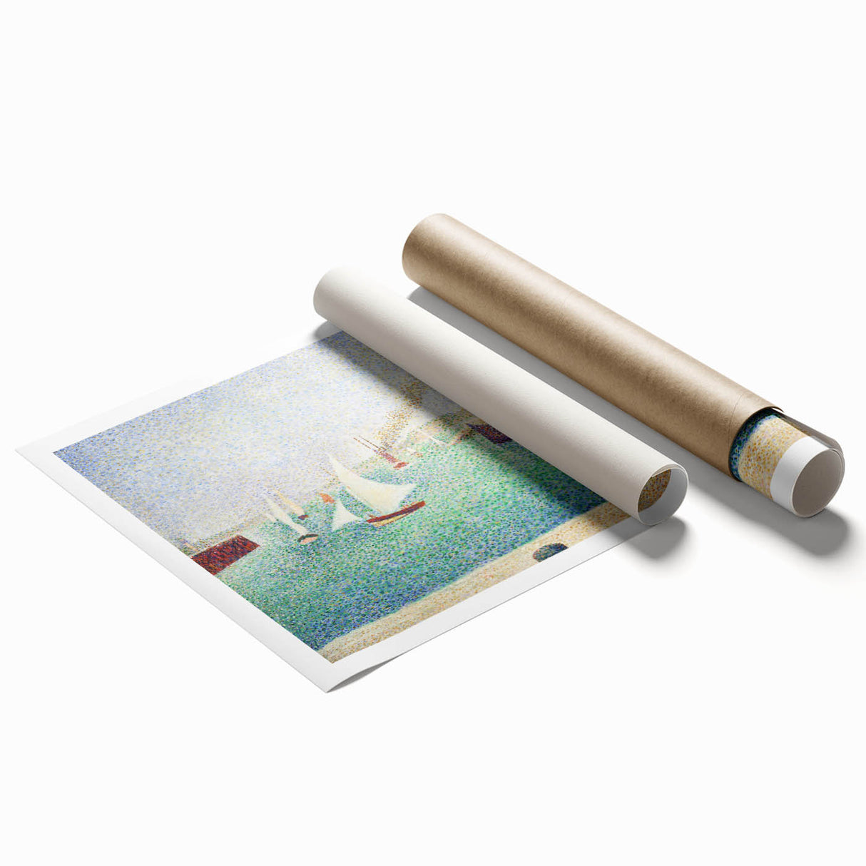 Entrance to the Port of Honfleur by Seurat: Coastal Pointillist Wall Art
