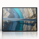 Framed acrylic artwork of a landscape bridge, showcasing intricate details and vibrant colors, displayed against a sleek black frame for modern home decor.
