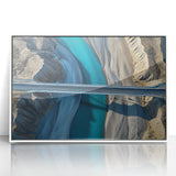 Framed acrylic artwork depicting a serene landscape bridge scene, set against a soft white background. Ideal for home decor, enhancing interior aesthetics with natural beauty.