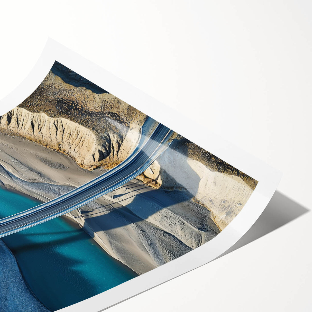 Landscape bridge art print on rolled canvas, showcasing vibrant colors and intricate details of a scenic bridge design, packaged securely in a protective tube.