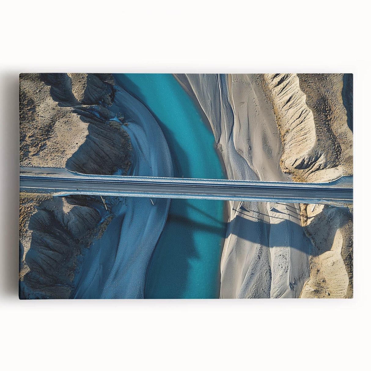 Landscape canvas print showcasing a vibrant bridge scene with lush greenery and serene water reflections, ideal for home decor and art enthusiasts.