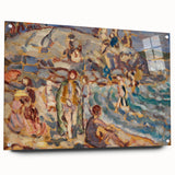 Impressionist Beach Scene - Modern Wall Art of Seaside Gathering