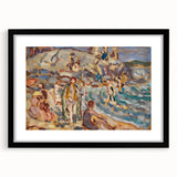 Impressionist Beach Scene - Modern Wall Art of Seaside Gathering