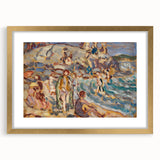 Impressionist Beach Scene - Modern Wall Art of Seaside Gathering