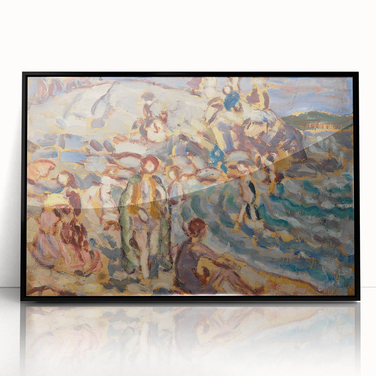 Impressionist Beach Scene - Modern Wall Art of Seaside Gathering