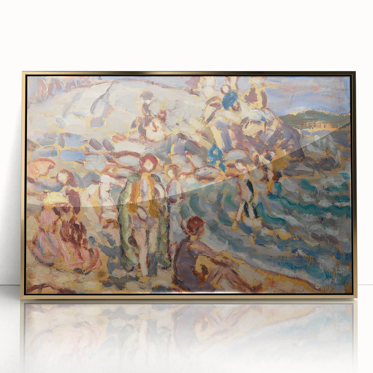 Impressionist Beach Scene - Modern Wall Art of Seaside Gathering