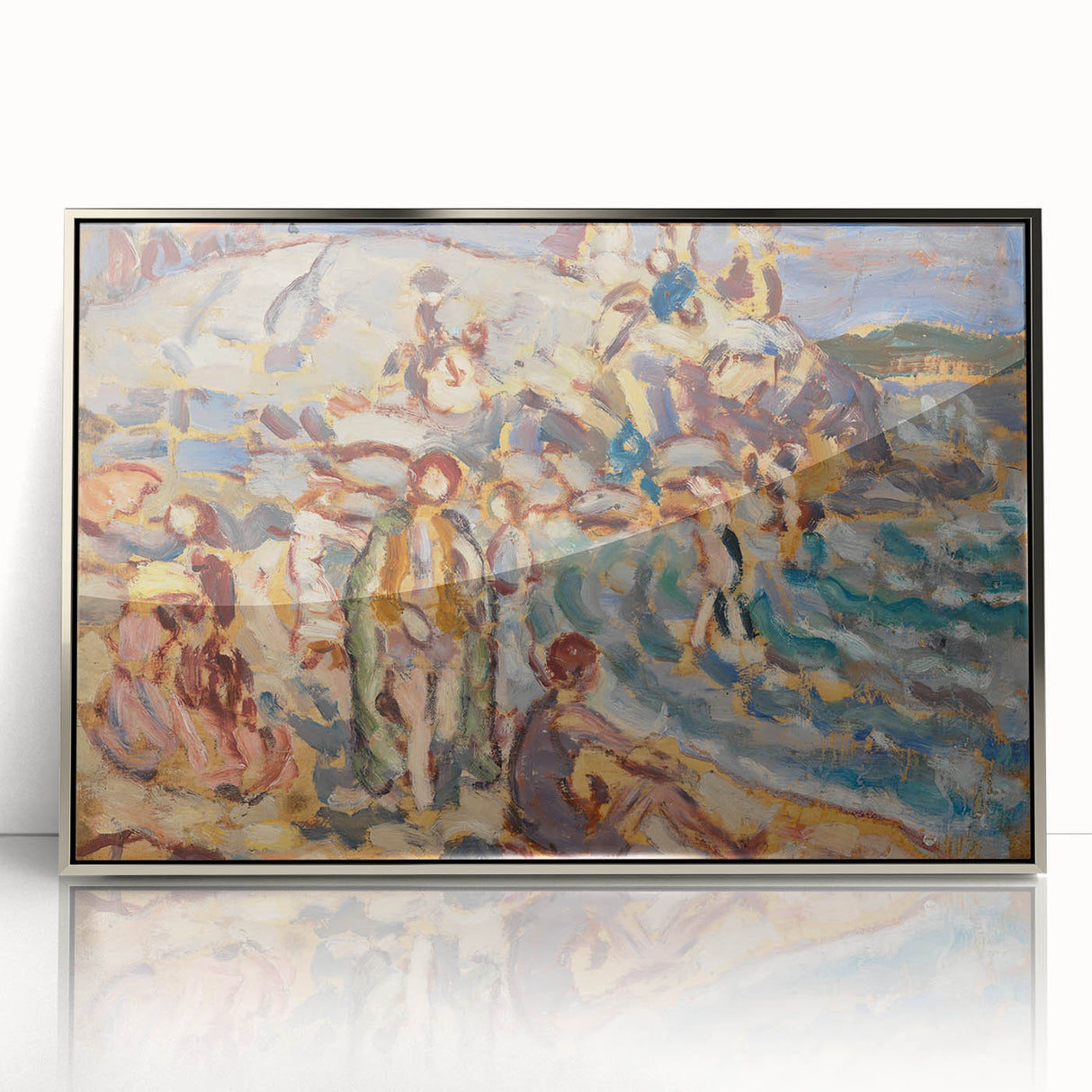Impressionist Beach Scene - Modern Wall Art of Seaside Gathering