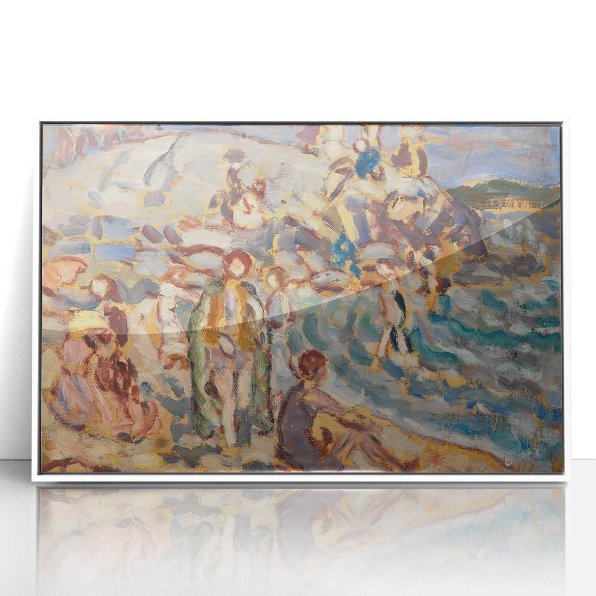 Impressionist Beach Scene - Modern Wall Art of Seaside Gathering