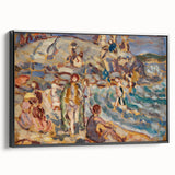 Impressionist Beach Scene - Modern Wall Art of Seaside Gathering