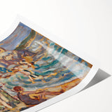Impressionist Beach Scene - Modern Wall Art of Seaside Gathering