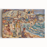 Impressionist Beach Scene - Modern Wall Art of Seaside Gathering