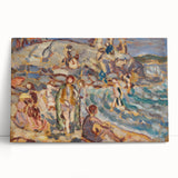 Impressionist Beach Scene - Modern Wall Art of Seaside Gathering