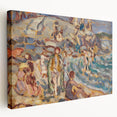 Impressionist Beach Scene - Modern Wall Art of Seaside Gathering