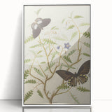 Realism Art Prints - Exotic Butterflies on Blooming Bush Botanical Art