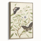 Realism Art Prints - Exotic Butterflies on Blooming Bush Botanical Art