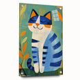 Nursery Wall Art – Playful Blue Cat Illustration for Kids' Room