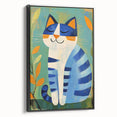 Nursery Wall Art – Playful Blue Cat Illustration for Kids' Room
