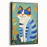 Nursery Wall Art – Playful Blue Cat Illustration for Kids' Room