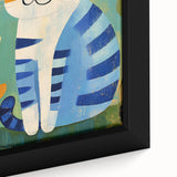 Nursery Wall Art – Playful Blue Cat Illustration for Kids' Room