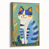 Nursery Wall Art – Playful Blue Cat Illustration for Kids' Room