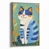 Nursery Wall Art – Playful Blue Cat Illustration for Kids' Room