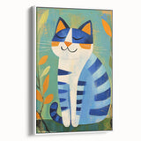 Nursery Wall Art – Playful Blue Cat Illustration for Kids' Room