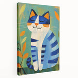 Nursery Wall Art – Playful Blue Cat Illustration for Kids' Room