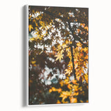 Vintage poster art featuring colorful autumn trees on a large framed canvas, ideal for living room decor.