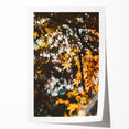Rolled print of a fall-themed floral art in warm orange and red tones, suitable as art wall dining room decor.