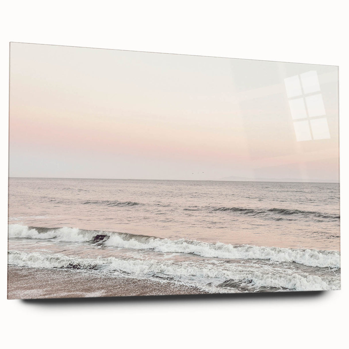 Large abstract wall art on acrylic glass depicting vibrant summer hues, ideal for bedroom or dining room decor.