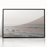 Large abstract wall art featuring mid-century modernist designs in vibrant summer hues on a black framed acrylic print.