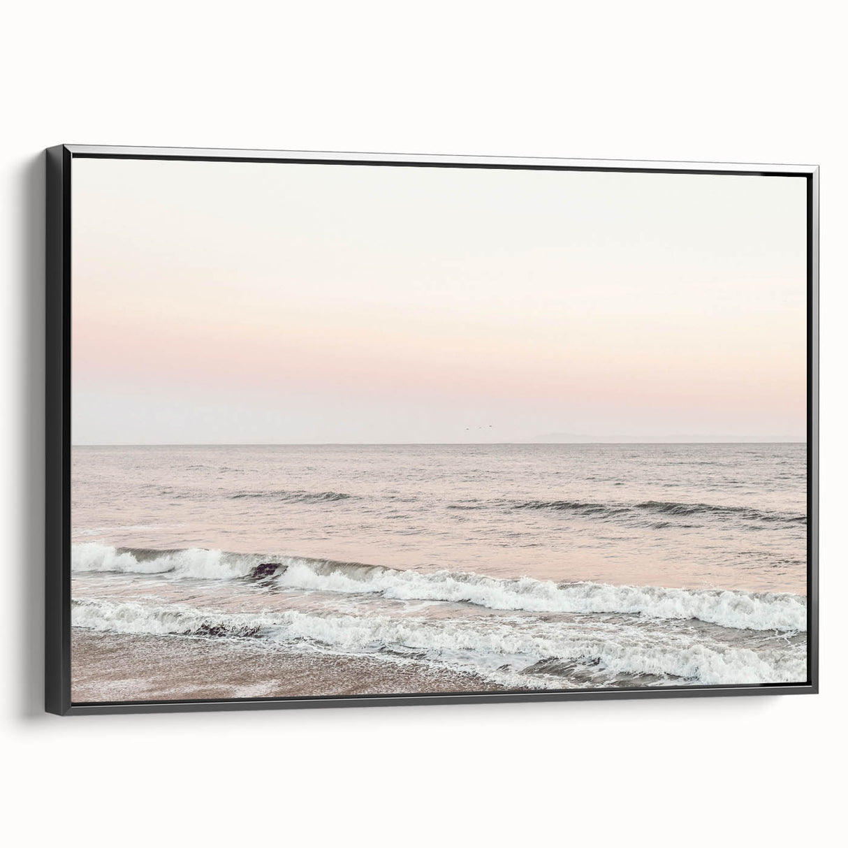 Black and white vintage poster art featuring a summer landscape on framed canvas, ideal for bedroom decor.