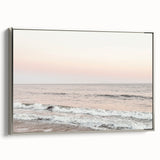 Landscape art painting of a summer scene on framed canvas, featuring a palette of warm tones and vintage poster style.