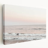 Side view of a large canvas depicting an abstract summer season theme with warm orange and yellow tones.