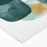 Modern Dining Room Art – Teal & Gold Abstract Dining Room Wall Art