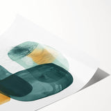 Modern Dining Room Art – Teal & Gold Abstract Dining Room Wall Art